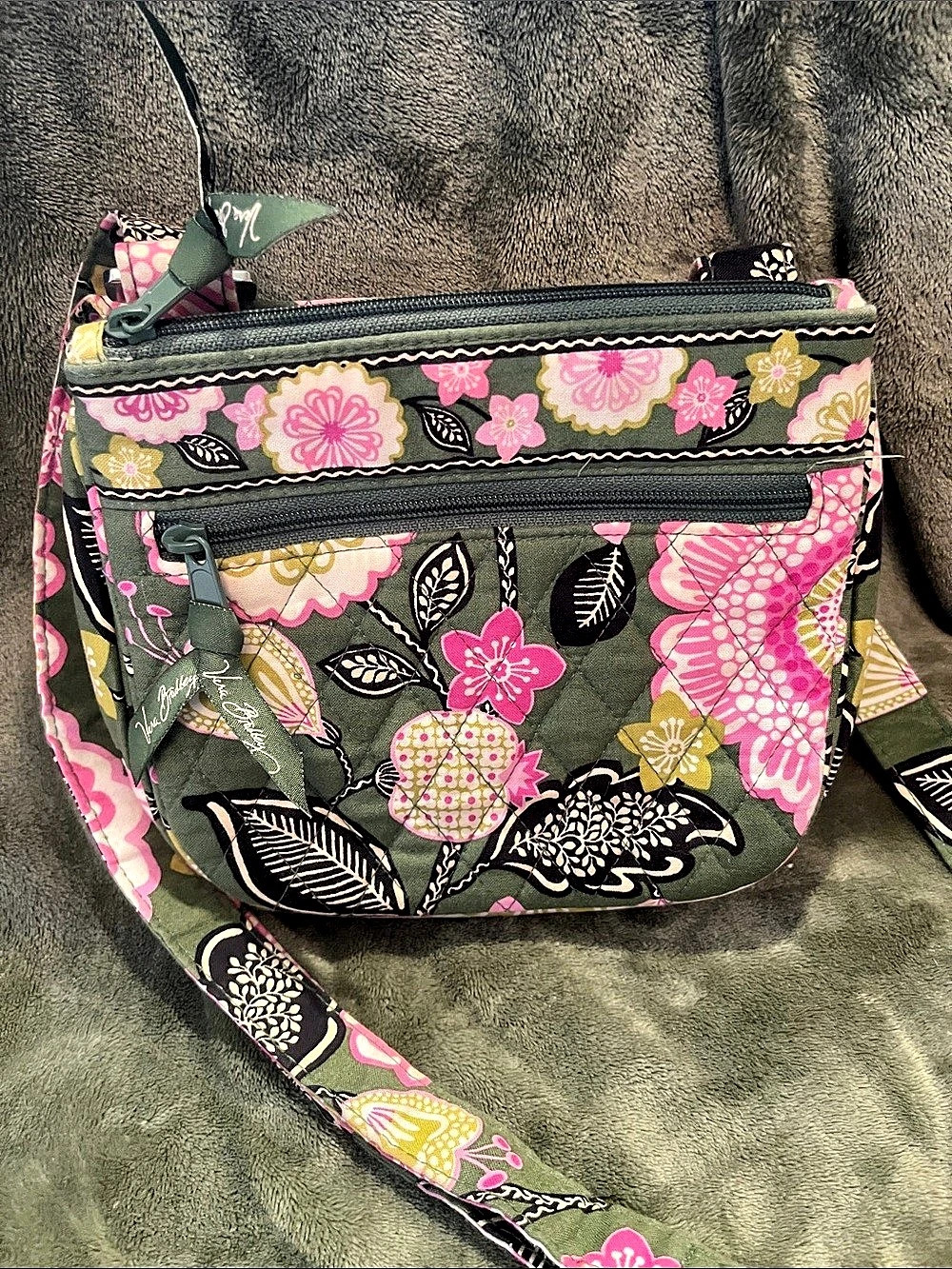 Vera Bradley Mailbag Floral Crossbody Bag in Green & Pink